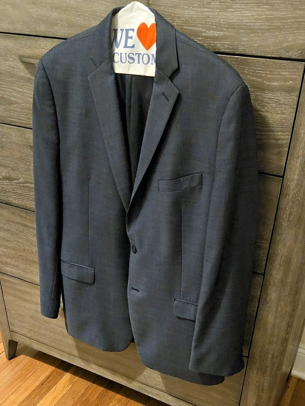 Calvin Klein Men's Gray Blue Two-Button Blazer - Calvin Klein Slim Fit 40